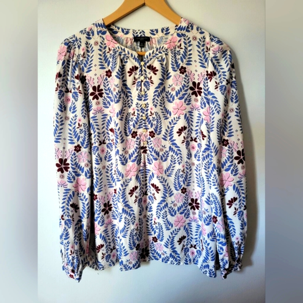 TALBOTS Floral Print Rayon Blouse